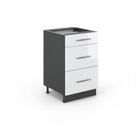 Meuble cuisine Fame-Line, 50cm sans PT, Blanc Haute brillance, Anthracite, Vicco