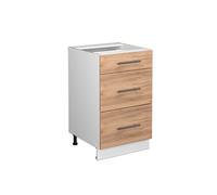 Meuble cuisine Fame-Line, 50cm sans PT, Chêne de force doré/Blanc, Vicco 38436