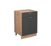 Vicco Meuble Cuisine Fame-Line, Anthracite-Or, 60cm avec tiroir, sans PT