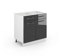 Meuble cuisine Fame-Line 80cm avec tiroir sans PT Anthracite Haute brillance/Blanc Vicco 33508