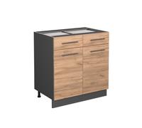 Vicco Meuble Cuisine Fame-Line, Chêne de Force doré/Anthracite, 80 cm sans Plan de Travail