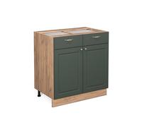 Meuble cuisine Fame-Line, 80cm sans PT, Vert Or Campagne/Chêne de force doré, Vicco 38345