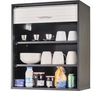 Meuble Cuisine Noir Rideau Chêne Blanc ou Alu 2 Etagères L 60 H 72 P 35 cm - Blanc - L 60 x l 35 x H 72 cm Noir G