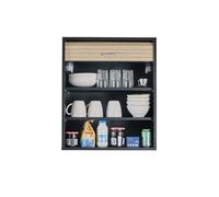 Meuble Cuisine Noir Rideau Chêne Blanc ou Alu 2 Etagères L 60 H 72 P 35 cm - Chêne Naturel - L 60 x l 35 x H 72 cm