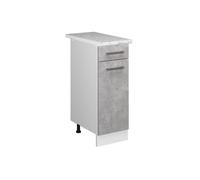 Meuble cuisine R-Line, 30cm, PT Marbre, Béton/Blanc, Vicco 37711