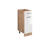 Vicco Meuble Cuisine R-Line, Blanc Haute Brillance/Chêne de Force doré, 30 cm sans Plan de Travail