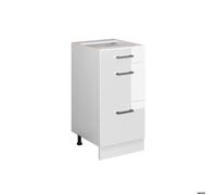 Vicco Meuble Cuisine R-Line, Blanc Haute Brillance, 40cm avec tiroirs, sans PT, pour Une Combinaison Libre au Sein de systèmes de Cuisine modulaires