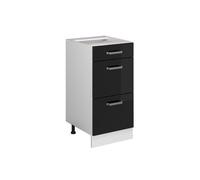 Vicco Meuble Cuisine R-Line, Noir Haute Brillance/Blanc, 40 cm avec tiroirs, sans Plan de Travail