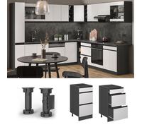 Vicco Meuble Cuisine R-Line, Blanc/Anthracite, 40 cm J-Shape, avec tiroirs, sans Plan de Travail