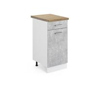 Meuble cuisine R-Line, 40cm, PT Chêne, Béton/Blanc, Vicco 45693
