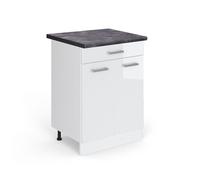 Meuble cuisine R-Line, 60cm avec tiroir, PT Anthracite, Blanc Haute brillance/Blanc, Vicco 45928
