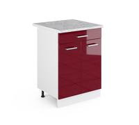 Meuble cuisine R-Line, 60cm avec tiroir, PT Marbre, Rouge brillant/Blanc, Vicco 30476