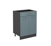 Meuble cuisine R-Line, 60cm avec tiroir, sans PT, Bleu-gris, Anthracite, Vicco