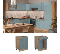 Vicco Meuble Cuisine R-Line, Bleu-Gris, 60cm avec tiroir, sans PT, pour Une Combinaison Libre au Sein de systèmes de Cuisine modulaires