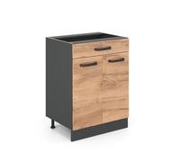 Meuble cuisine R-Line, 60cm avec tiroir, sans PT, Chêne de force doré/Anthracite, Vicco 34889