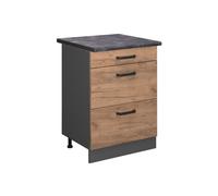 Meuble cuisine R-Line 60cm avec tiroirs PT Anthracite Chêne de force doré/Anthracite Vicco 45553