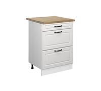 Meuble cuisine R-Line, 60cm avec tiroirs, PT Chêne, Blanc campagne/Blanc, Vicco 45857