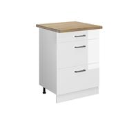Meuble cuisine R-Line 60cm avec tiroirs PT Chêne Blanc Haute brillance/Blanc Vicco 46428
