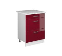 Vicco Meuble Cuisine R-Line, Rouge Brillant, 60cm avec tiroirs, PT Marbre, pour Une Combinaison Libre au Sein de systèmes de Cuisine modulaires