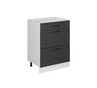 Meuble cuisine R-Line, 60cm avec tiroirs, sans PT, Anthracite campagne/Blanc, Vicco 37726