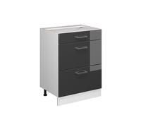 Vicco Meuble Cuisine R-Line, Anthracite Haute Brillance/Blanc, 60 cm avec tiroirs, sans Plan de Travail