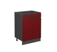Meuble cuisine R-Line, 60cm J-Shape, avec tiroir, sans PT, Rouge/Anthracite, Vicco 39718