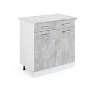 Meuble cuisine R-Line 80cm PT Marbre Béton/Blanc Vicco 30243