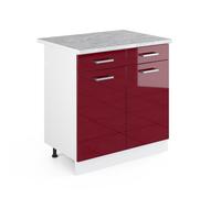 Meuble cuisine R-Line, 80cm, PT Marbre, Rouge brillant/Blanc, Vicco 30480
