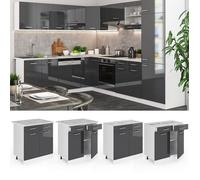 Meuble cuisine R-Line, 80cm sans PT, Anthracite Haute brillance/Blanc, Vicco 29250