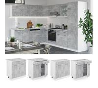 Meuble cuisine R-Line, 80cm sans PT, Béton/Blanc, Vicco 30242