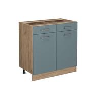 Vicco Meuble Cuisine R-Line, Bleu-Gris/Chêne de Force doré, 80 cm sans Plan de Travail