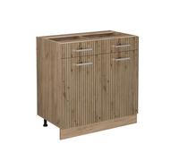 Vicco Meuble Cuisine R-Line, Chêne Artisan/Chêne de Force doré, 80 cm sans Plan de Travail