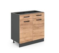 Meuble cuisine R-Line, 80cm sans PT, Chêne de force doré/Anthracite, Vicco 34891