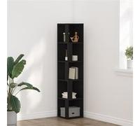 vidaXL Meuble d'angle Noir Chêne 33x33x164,5 cm en bois d'ingénierie
