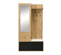 meuble d entree Ensemble penderie 5 patères miroir meuble chaussures étagère supérieure penderie cachée porte-manteau entrée