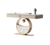 Meuble d’entrée Table Console avec tiroir d'entrée Moderne 47" Plateau en placage de Faux marbre Base Ronde(Gold)