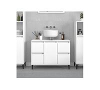 vidaXL Meuble sous lavabo industriel blanc bois d'ingénierie - 4 tiroirs, compartiment, pieds