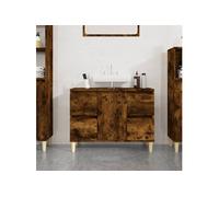 vidaXL Meuble sous-lavabo Armoire scandinave chêne fumé 4 tiroirs avec pieds Bois d'ingénierie