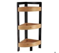 Meuble D'angle 3 Etageres Bambou - Noir/bambou - TENDANCE