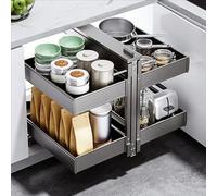 Meuble d'angle à 2 niveaux avec égouttoir à vaisselle extensible en aluminium pour armoires de cuisine, garde-manger, solution de rangement sous évier