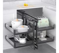 Meuble d'angle avec 4 paniers coulissants, solution de rangement d'angle aveugle pour cuisine, maison, ajustement universel, gauche/droite, design gain de place