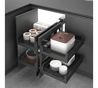 Meuble d'angle avec 4 paniers réglables en aluminium - Accès facile - Pour gaucher/droitier - Optimisez l'espace de cuisine et désencombrez les armoires