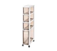 Meuble d'angle avec tiroirs et roulettes transparents - Chariot de rangement étroit pour salle de bain, chambre à coucher, couloir, organiseur mobile, 2 niveaux