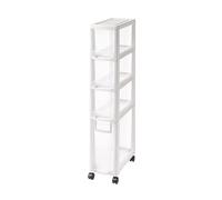 Meuble d'angle avec tiroirs et roulettes transparents - Chariot de rangement étroit pour salle de bain, chambre à coucher, couloir, organiseur mobile, 2 niveaux