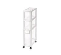 Meuble d'angle avec tiroirs et roulettes transparents - Chariot de rangement étroit pour salle de bain, chambre à coucher, couloir, organiseur mobile, 2 niveaux