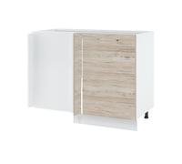 Meuble d'angle bas Bellissi Noyer Blanchi 1 porte L 110 cm - Cuisineandcie