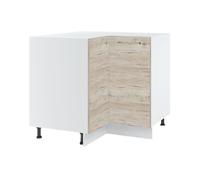 Meuble d'angle bas Bellissi Noyer Blanchi 2 portes L 90/90 cm - Cuisineandcie