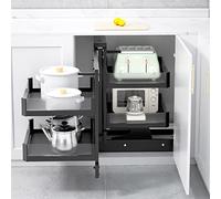 Meuble d'angle coulissant avec 4 paniers, solution de rangement robuste pour la cuisine. Étagère coulissante pour casseroles, vaisselle et produits de salle de bain. Conception compacte. Ouverture à