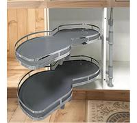Meuble d'angle coulissant avec double étagère rotative, hauteur réglable, fermeture douce pour le rangement de la cuisine