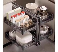 Meuble d'angle coulissant pour cuisine 900-1000 mm - Double étagère rotative indépendante - Solution de rangement peu encombrante - Idéal pour les armoires d'angle.